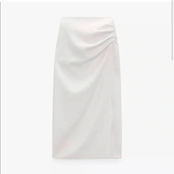 Zara Women Draped Pencil Skirt White 8000/878 (NWT - Picture 3 of 8